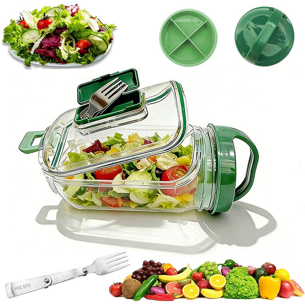 Meal Prep Jar Salad - Taşınabilir Salata Kabı, Çatal ve Sos
