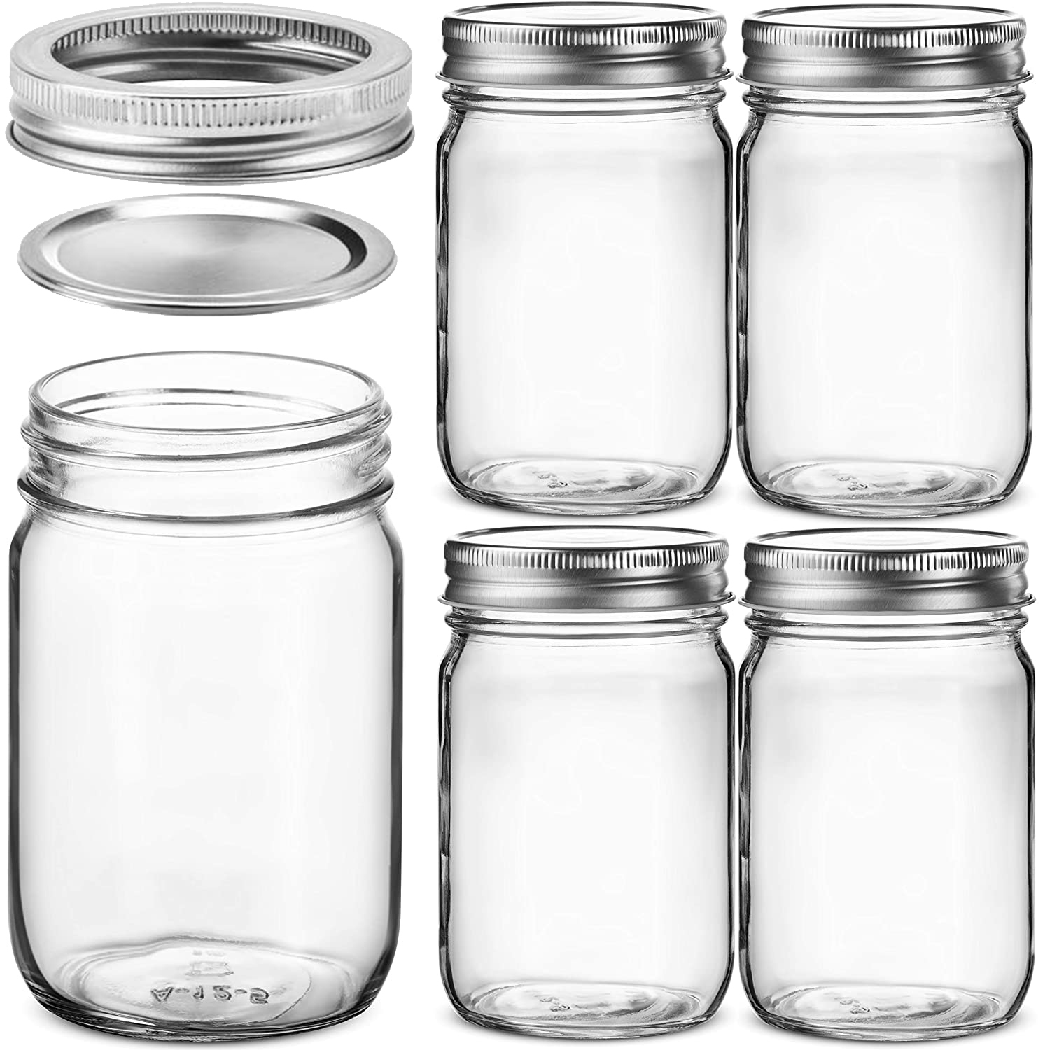 Meal Prep Jar Salad - 4 adet 450ml cam düzenli ağız