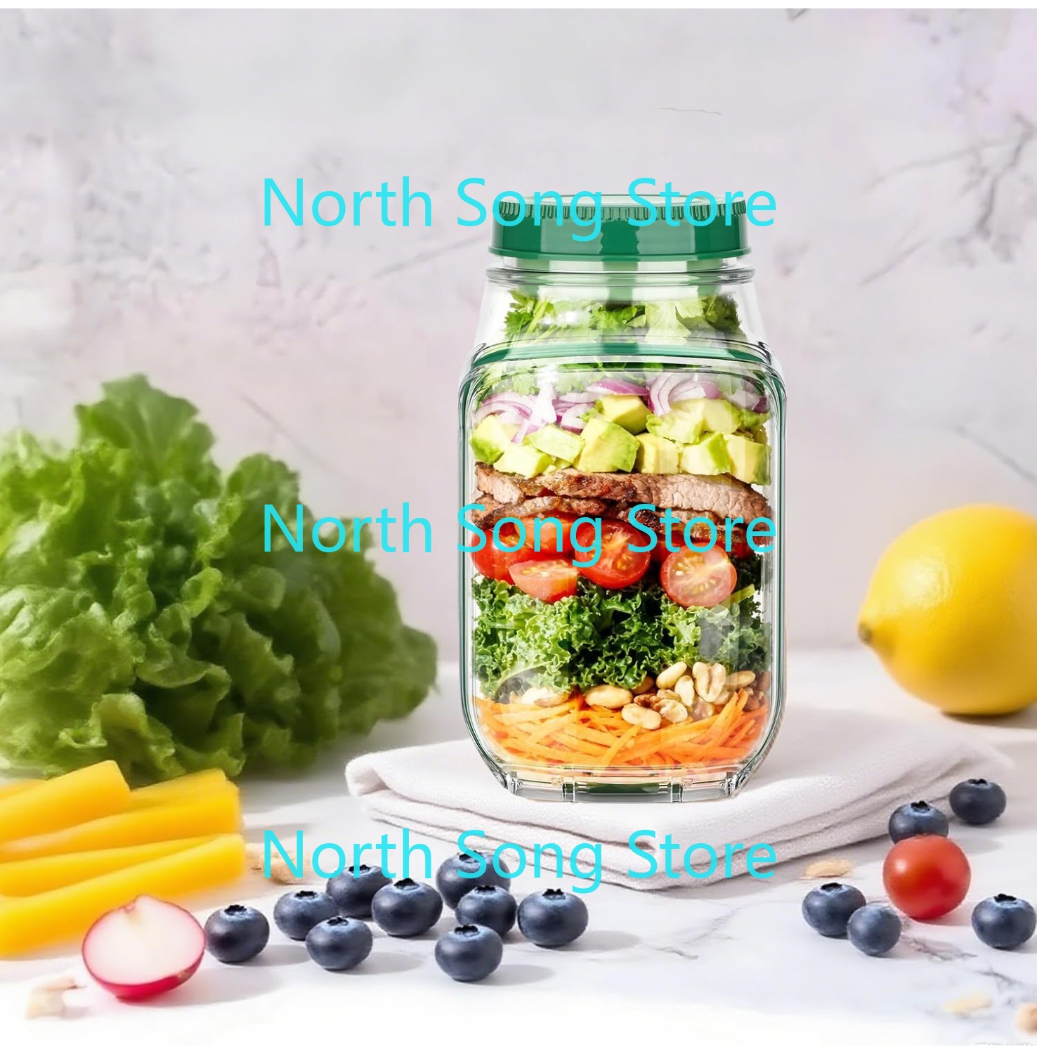 Meal Prep Jar Salad - 2026 Yeni Yan Açılır Salata Kavanozu,