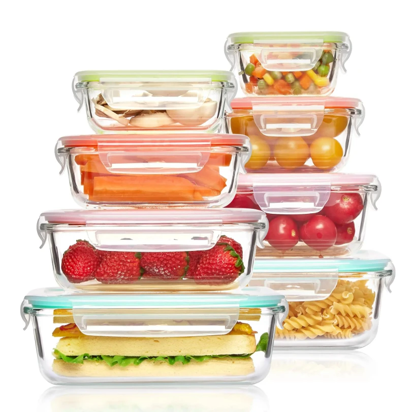 Meal Prep Glass - Cam Öğle Yemeği Saklama Kapları, Yemek