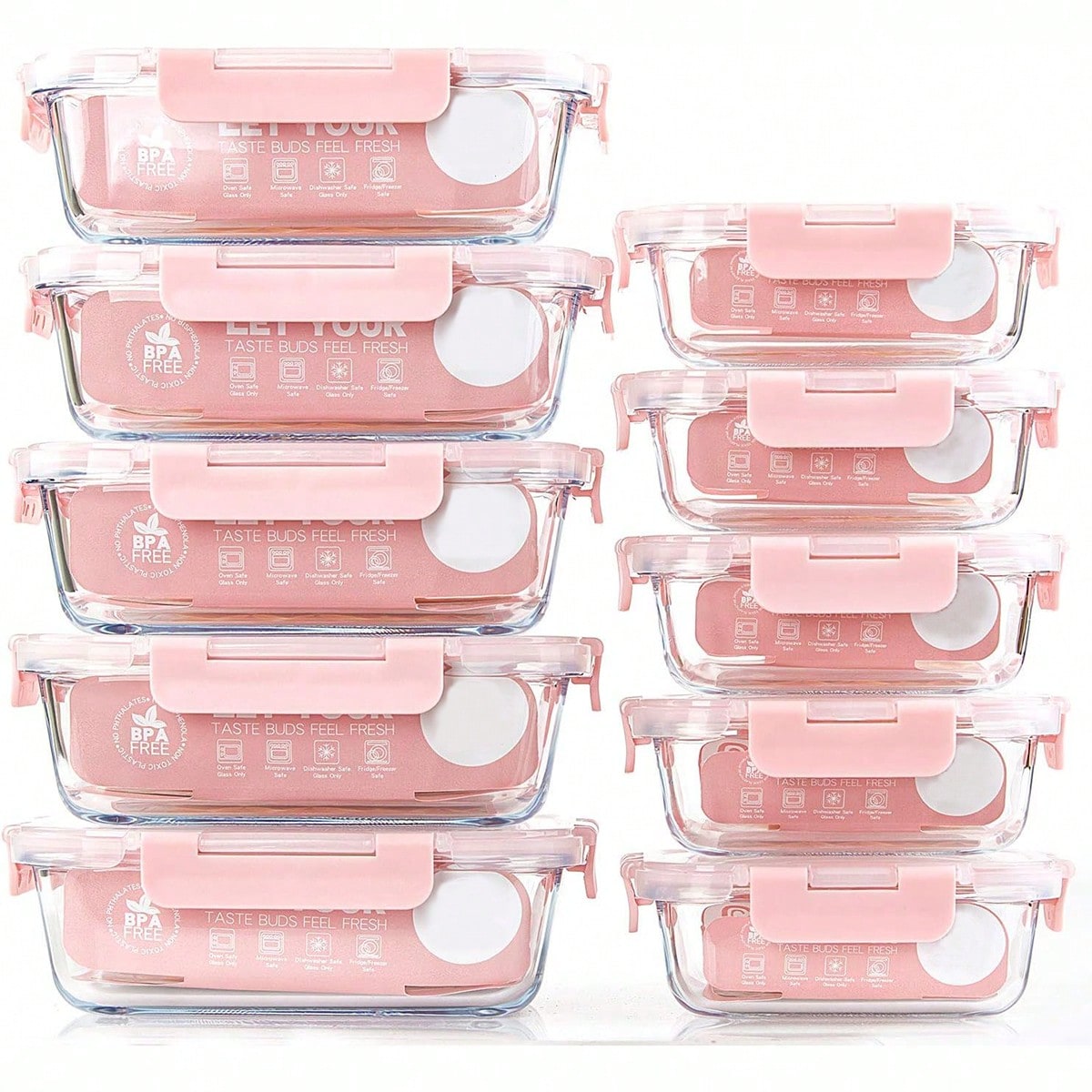Meal Prep Recipes - 10'lu Paket Cam Yemek Hazırlık Kapları,