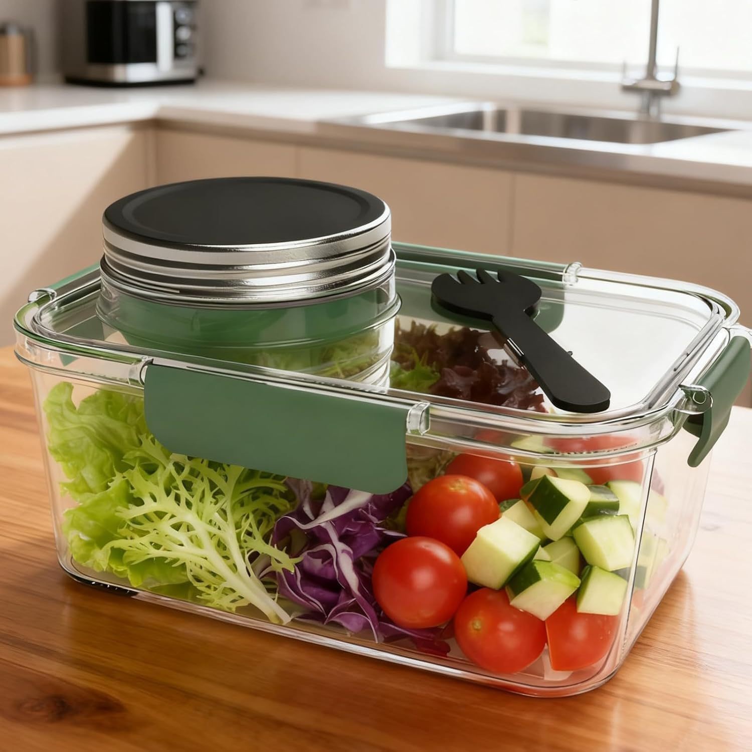 Meal Prep Jar Salad - Güneş Enerjili Saklama Kabı, Yemek Hazırlama