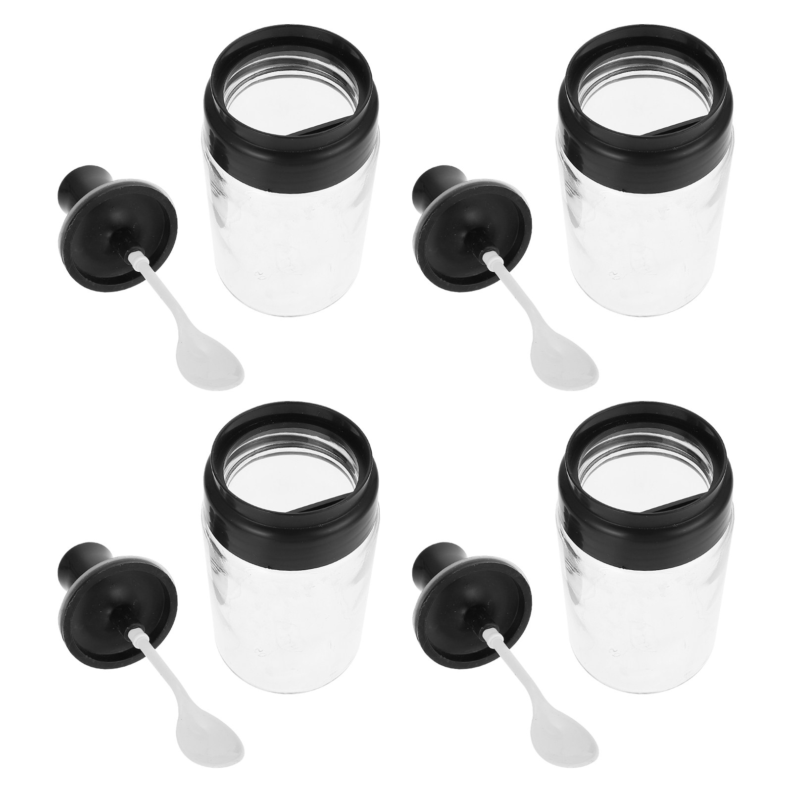 Meal Prep Glass - 4 adet cam baharat kavanozu kaşık