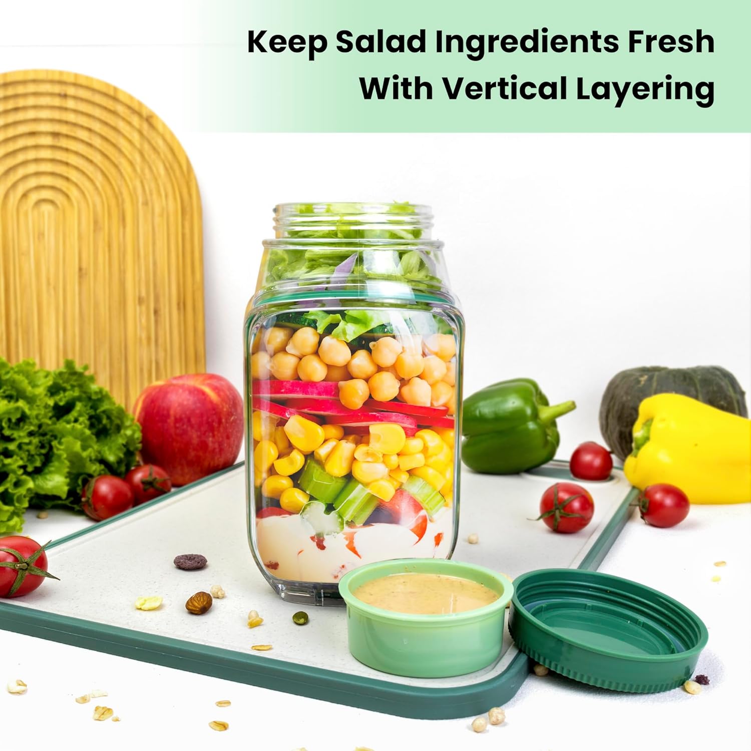 2'li Paket 34oz Yan Açılır Sal - Meal Prep Jar Salad incelemesi ve fiyatı