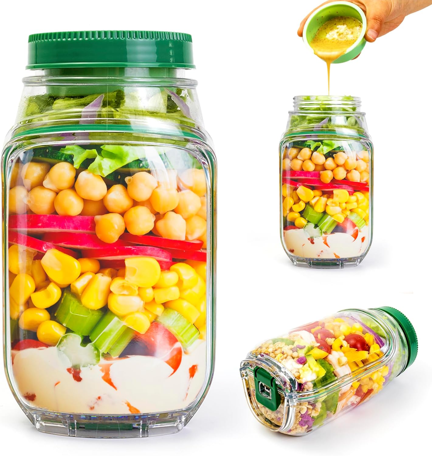 2'li Paket 34oz Yan Açılır Sal - Meal Prep Jar Salad incelemesi ve fiyatı