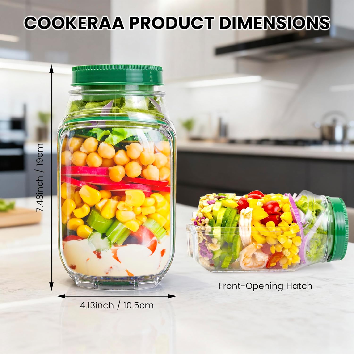 2'li Paket 34oz Yan Açılır Sal - Meal Prep Jar Salad incelemesi ve fiyatı