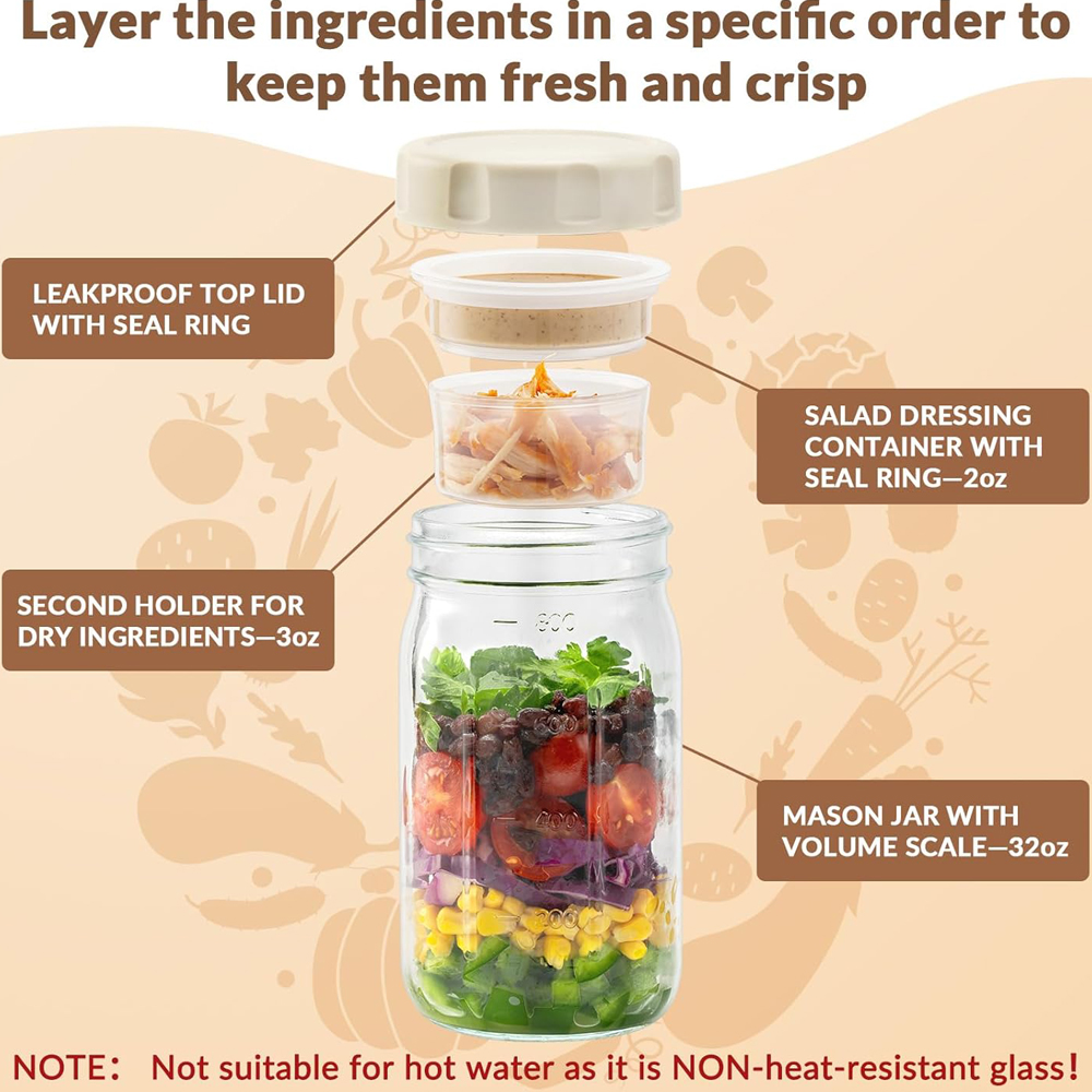 Yemek Hazırlığı için Kapaklı C - Meal Prep Jar Salad incelemesi ve fiyatı